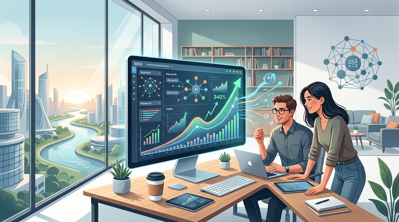 How We Increased Traffic 340% Using AI SEO Automation in 2026 — cover illustration