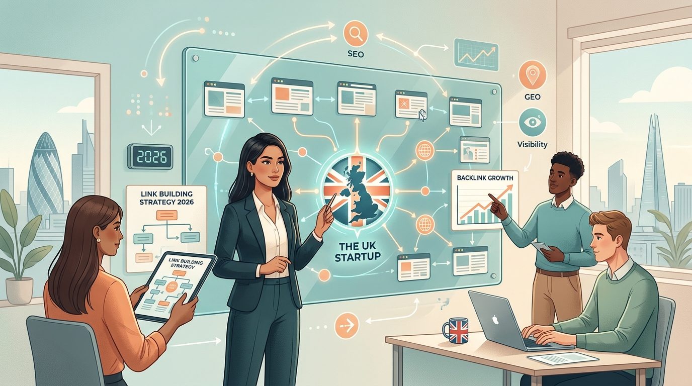 How to Build Backlinks as a UK Startup in 2026 — cover illustration